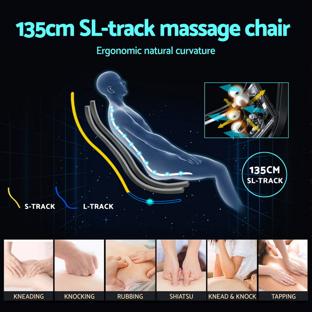 Hlpmedical Livemor massage chair in white with electric recliner and double core mechanism, designed for comfort and relaxation.