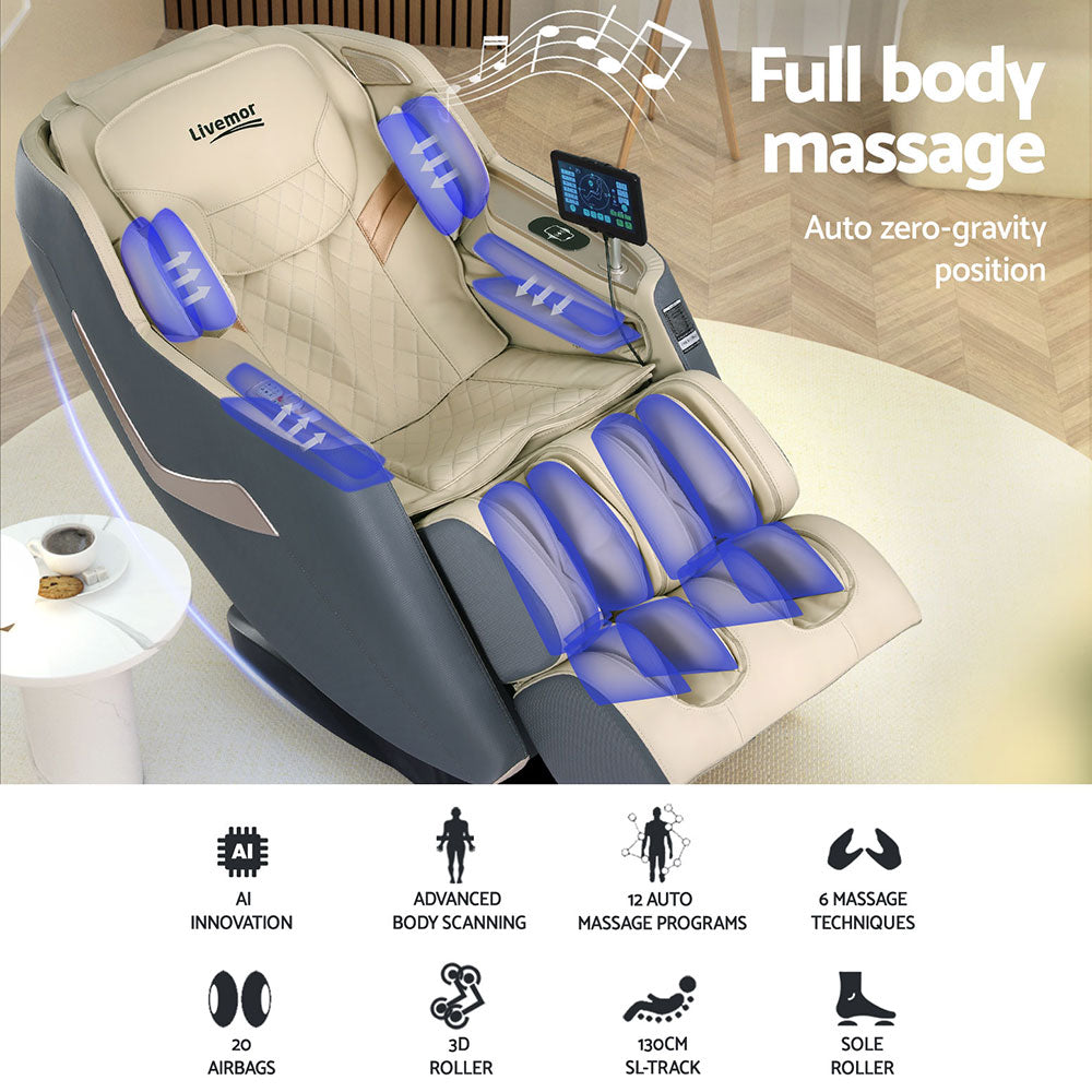 Hlpmedical Livemor massage chair electric recliner with 3D Opal design, featuring padded armrests and ergonomic seating for home relaxation.