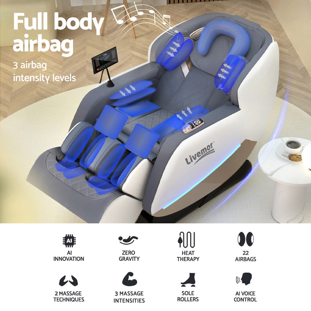 Hlpmedical Livemor electric massage chair with recliner and home massager feature, designed for comfort and relaxation.