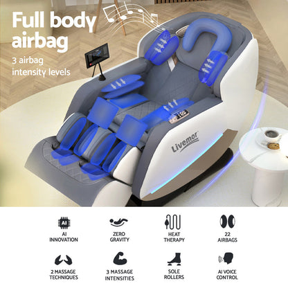 Hlpmedical Livemor electric massage chair with recliner and home massager feature, designed for comfort and relaxation.