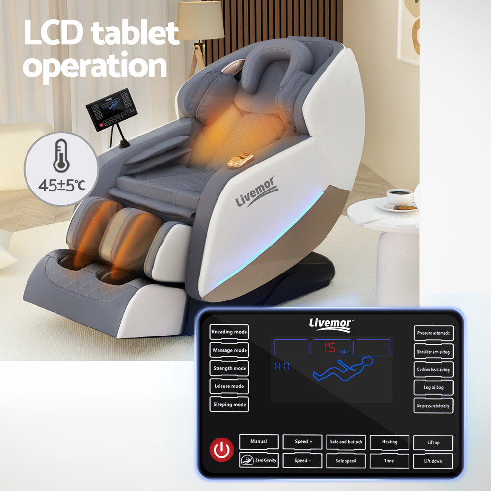 Hlpmedical Livemor electric massage chair with recliner and home massager function, featuring a sleek design and ergonomic seating.