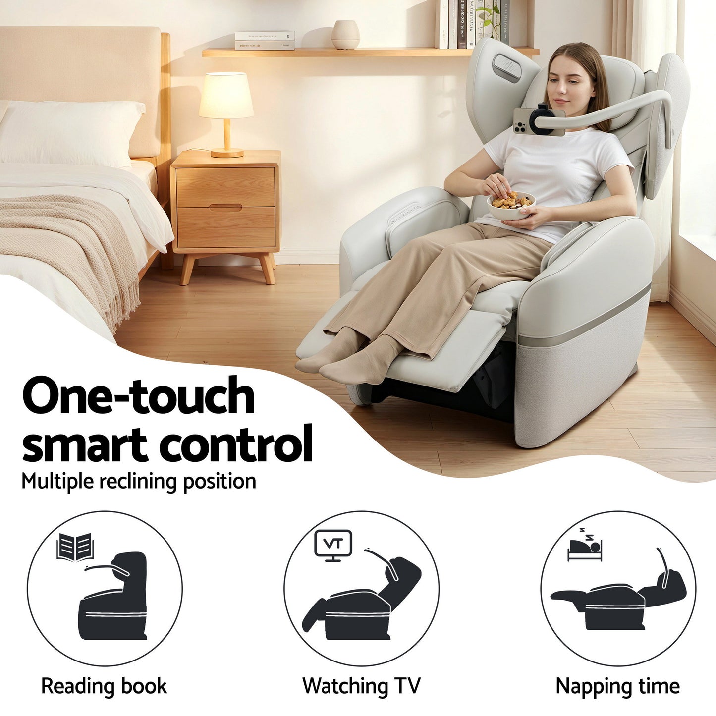 Livemor electric massage chair by Hlpmedical featuring a sleek recliner design with vibration therapy and ergonomic upholstery.