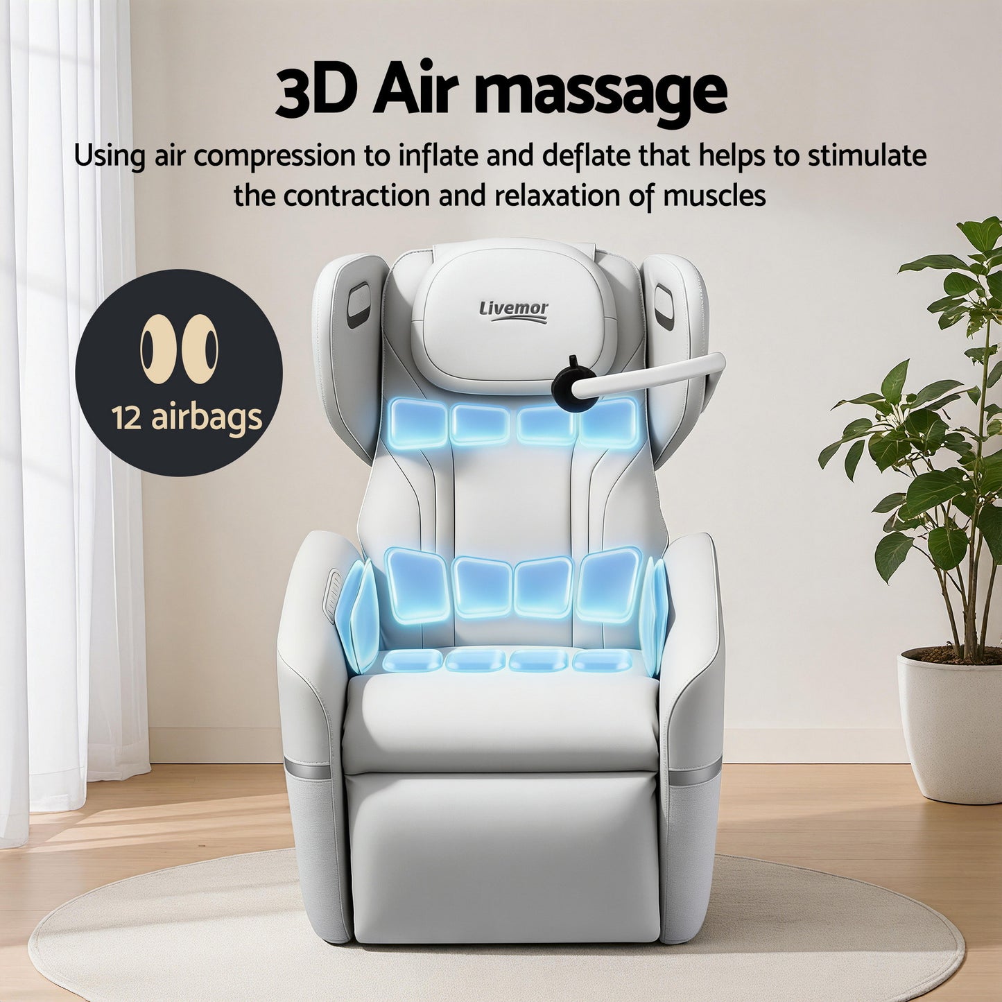 Hlpmedical Livemor electric massage chair with vibration recliner, featuring plush upholstery and ergonomic design.