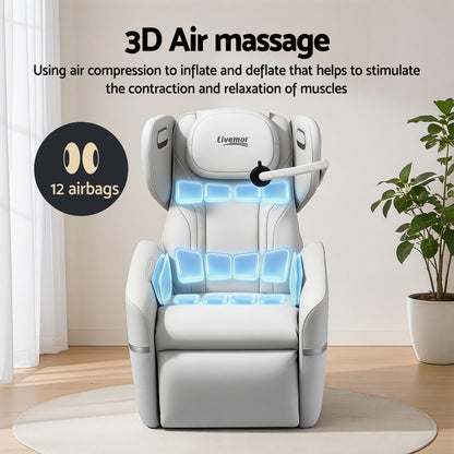 Hlpmedical Livemor electric massage chair with vibration recliner, featuring plush upholstery and ergonomic design.
