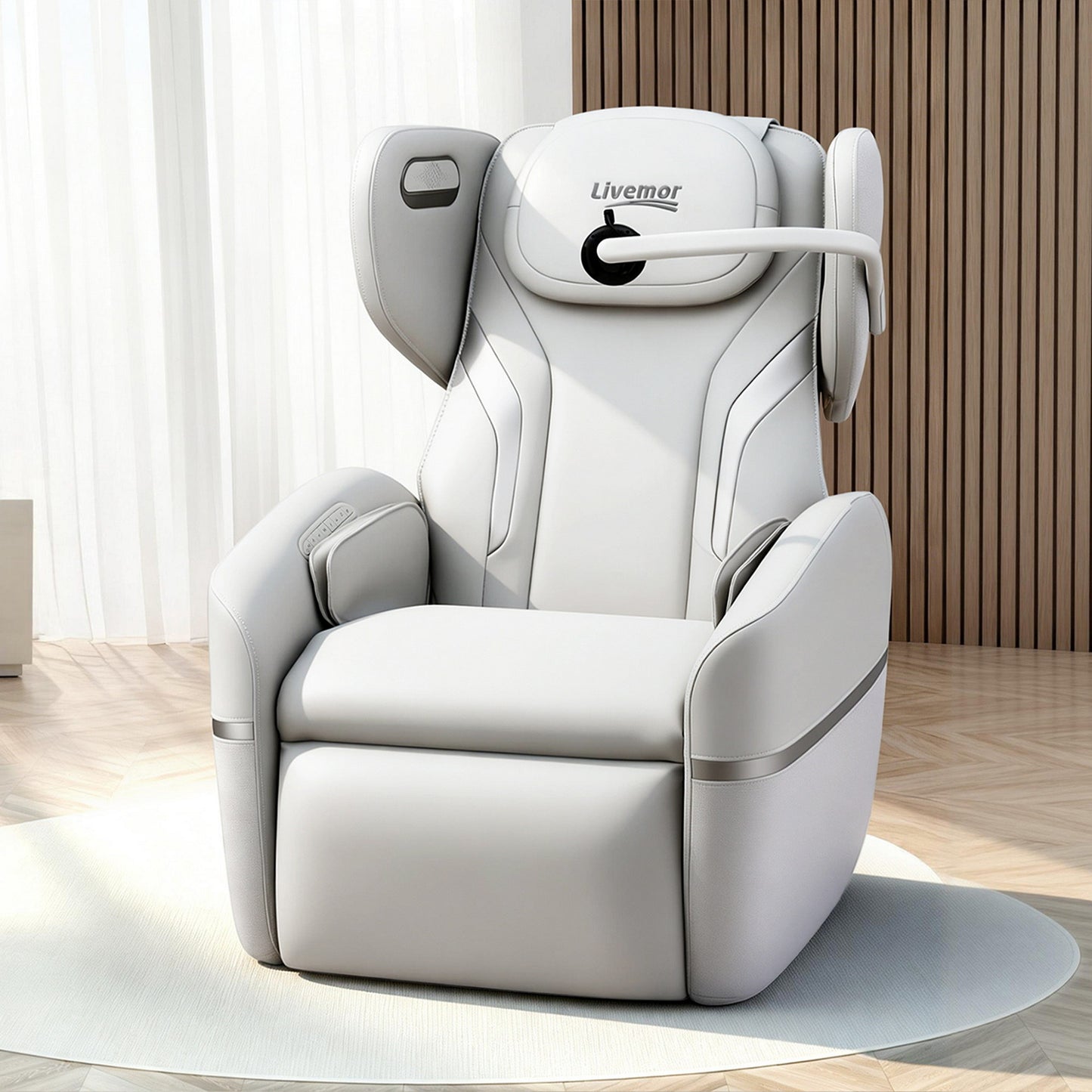Hlpmedical Livemor electric massage chair with vibrating recliner, featuring padded upholstery and ergonomic design for relaxation.