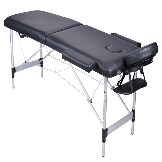 Portable aluminium massage table from YES4HOMES, black foldable massage bed for beauty therapy and relaxation.