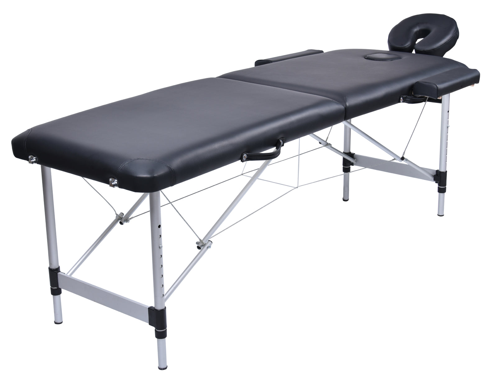 YES4HOMES 2-fold portable aluminum massage table in black, used for beauty therapy and massage treatments.