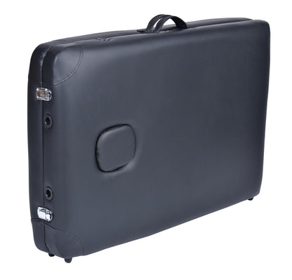 YES4HOMES 2-fold portable aluminium massage table in black, designed for beauty therapy and relaxation.