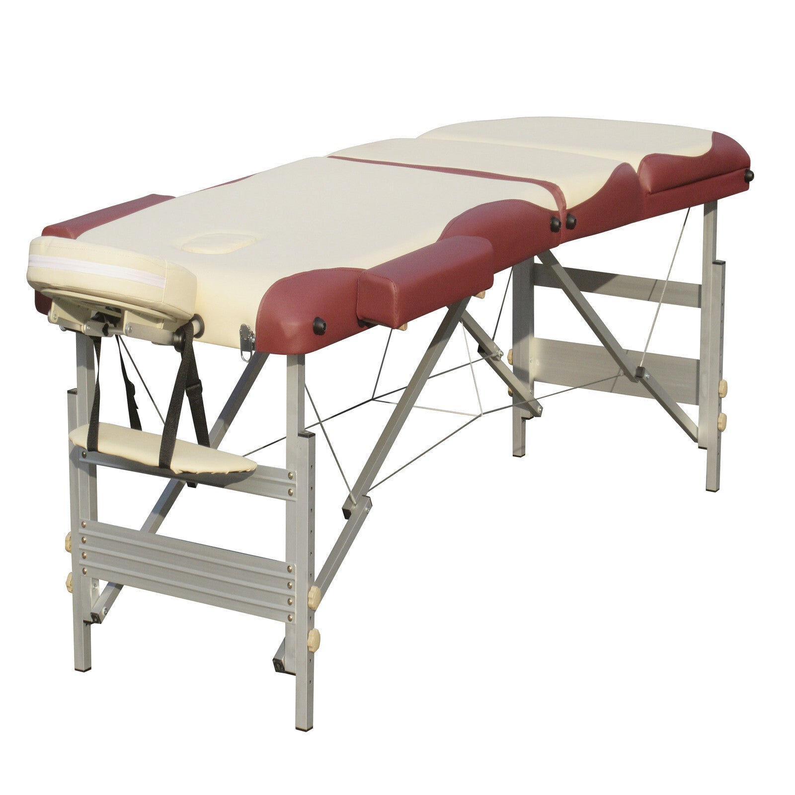YES4HOMES 3-fold portable aluminium massage table for beauty therapy, featuring a sturdy frame and cushioned surface.