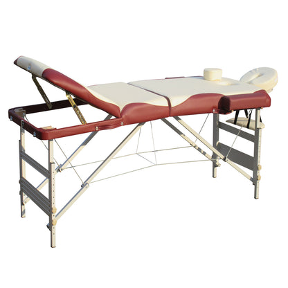 YES4HOMES 3-fold portable aluminum massage table with adjustable height, designed for massage and beauty therapy sessions.