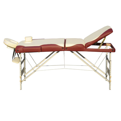 YES4HOMES 3-fold portable aluminium massage table with padded surface, designed for beauty therapy and professional massage sessions.