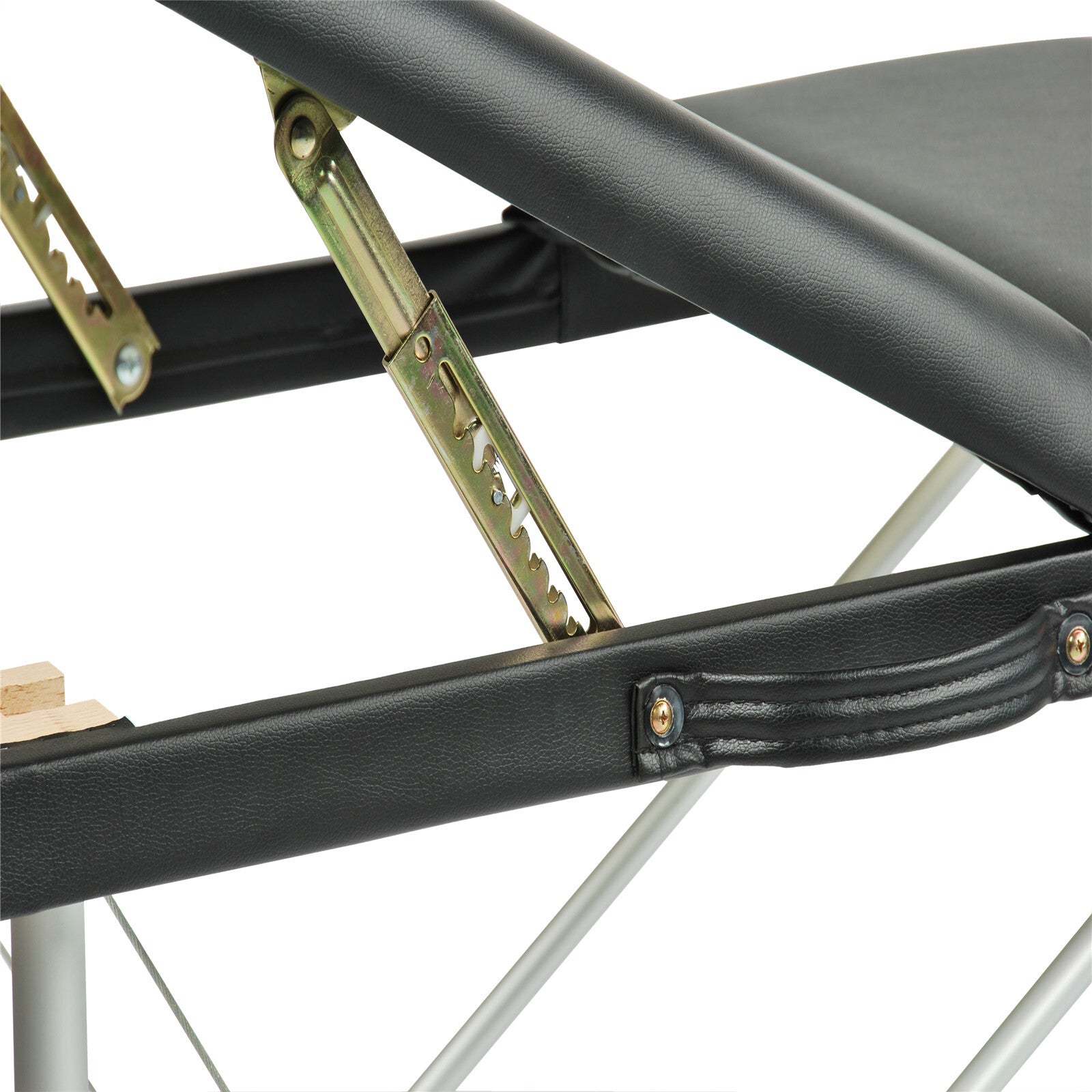 YES4HOMES black 3-fold portable aluminium massage table with adjustable height, used for beauty therapy and massage treatments.