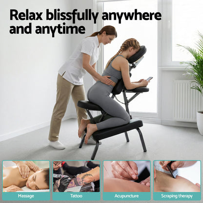 Hlpmedical Zenses portable massage chair, lightweight folding tattoo and lash beauty bed with cushioned seat and adjustable backrest.