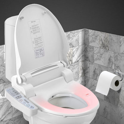 Hlpmedical Cefito electric bidet toilet seat cover with control panel, auto wash, water and dry functions, in bathroom setting.