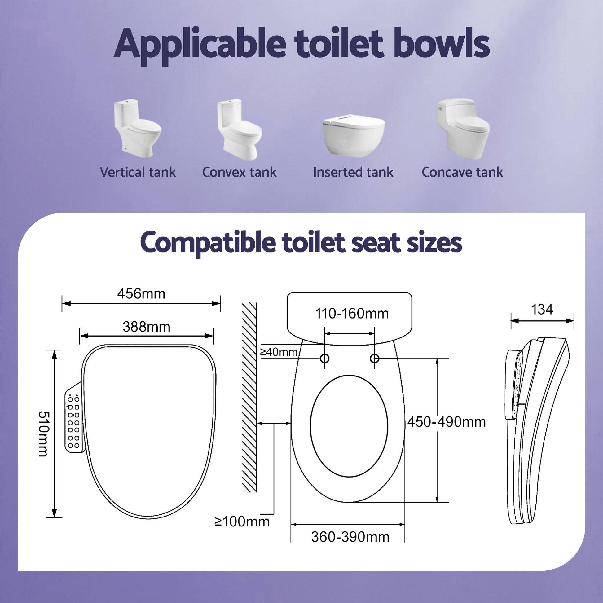 Hlpmedical Cefito electric bidet toilet seat cover with heated water, warm air dryer, LED night light, and ergonomic design.