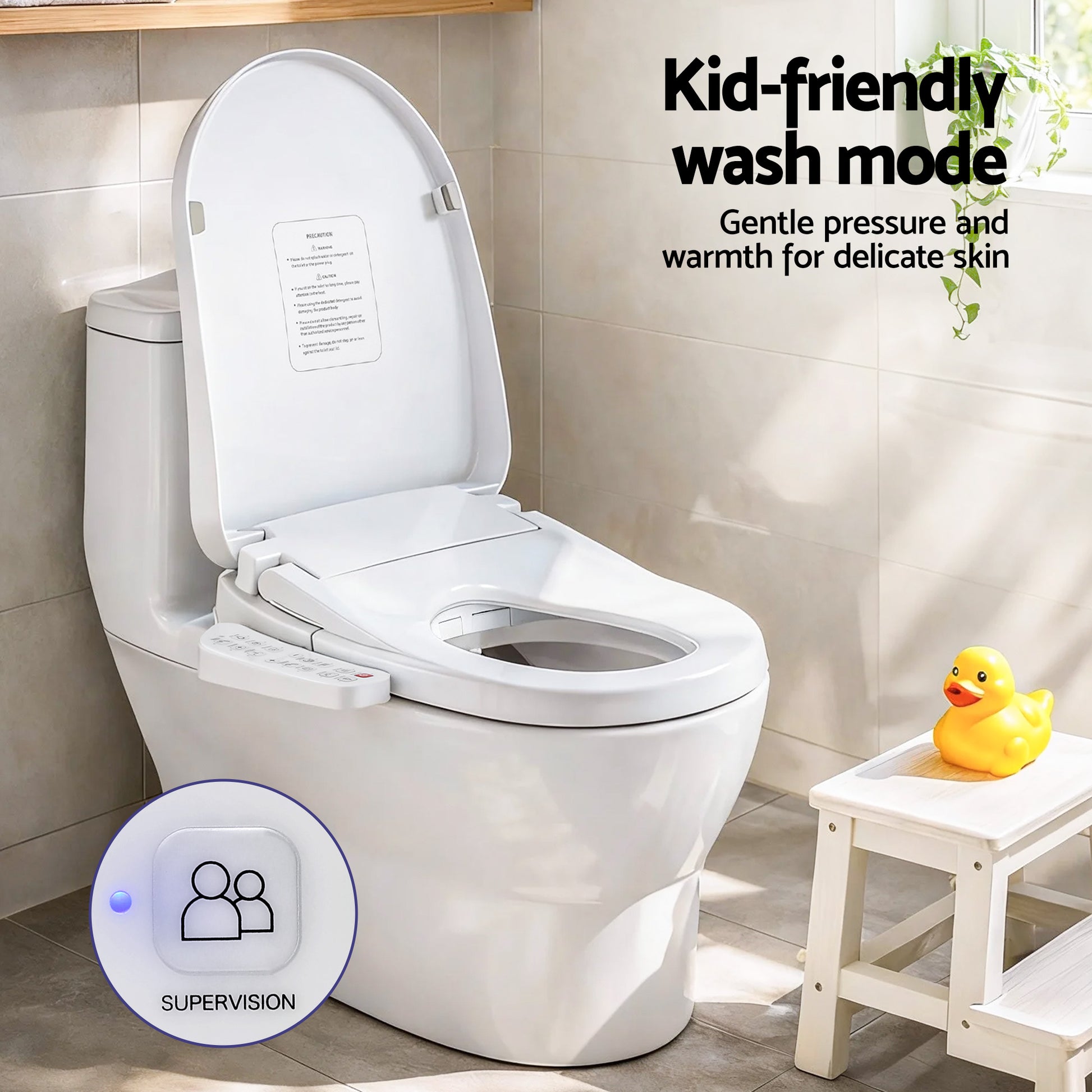 Hlpmedical Cefito electric bidet toilet seat cover with heated water, dryer, LED night light, and sleek bathroom bidet design