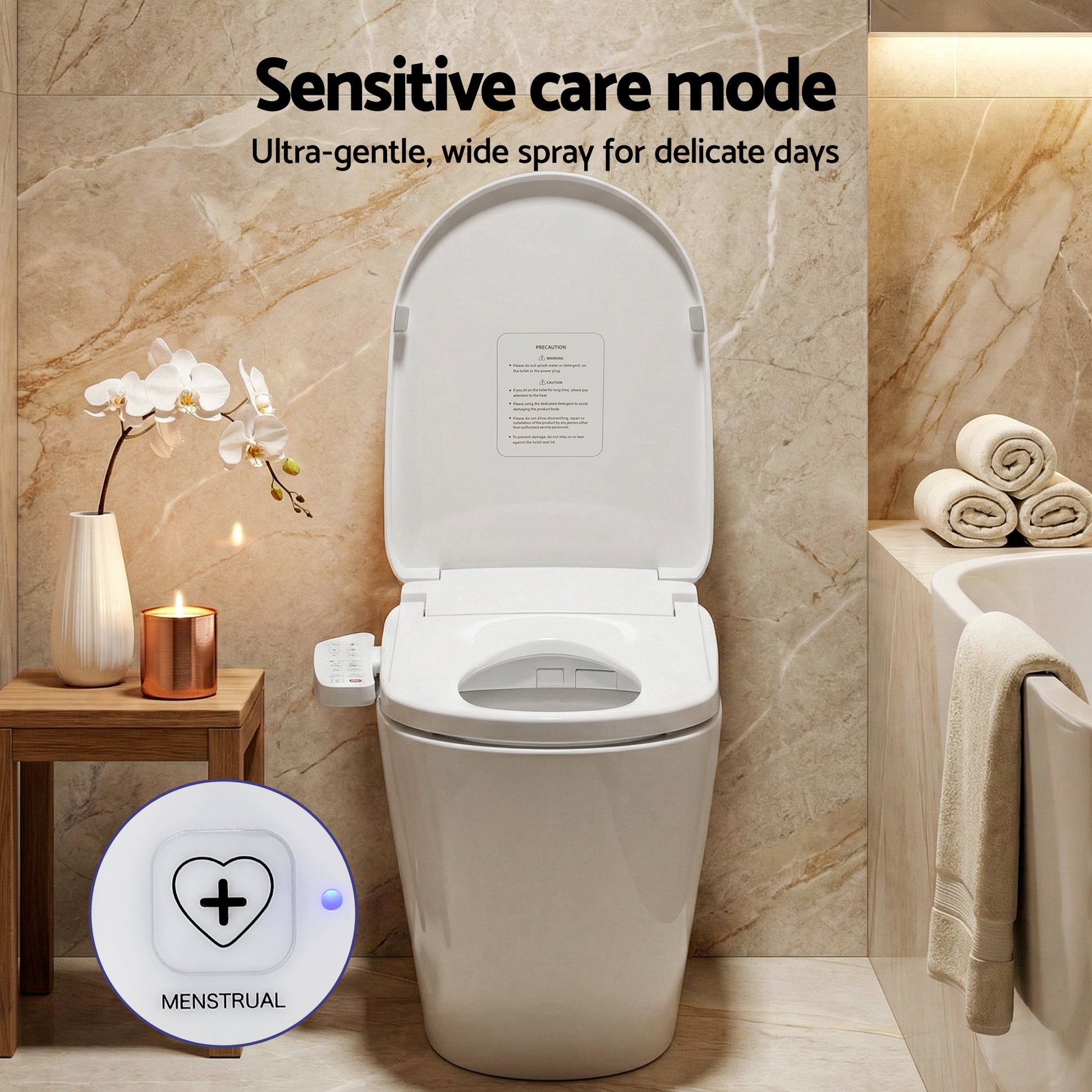 Hlpmedical Cefito electric bidet toilet seat cover with heated water, warm dryer, LED night light, and modern bathroom design