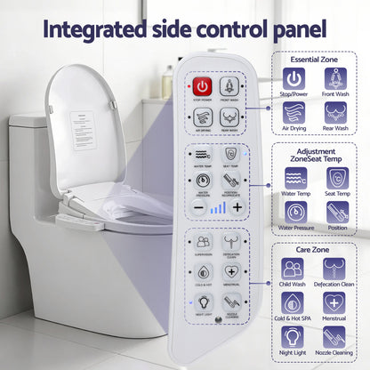Hlpmedical Cefito electric bidet toilet seat cover with heated water, warm air dryer, LED night light, and adjustable features.