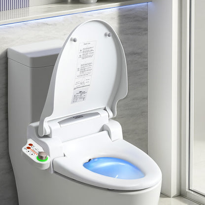 Hlpmedical Cefito electric bidet toilet seat cover with LED night light, heated seat, and remote control installed on bathroom toilet