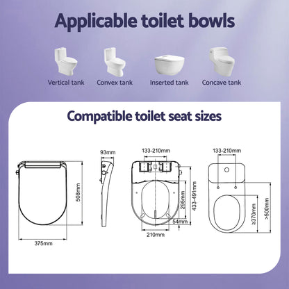 Hlpmedical Cefito electric bidet toilet seat with D-shape design, washing, air dryer, and heated features, installed on a modern bathroom toilet