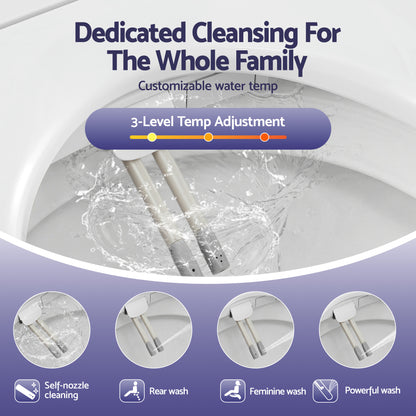 Hlpmedical Cefito electric bidet toilet seat with washing, D-shape air dryer, no power heating, installed on standard bathroom toilet