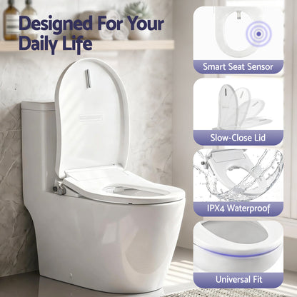 Hlpmedical Cefito electric bidet seat with D-shape design, washing function, air dryer, and heated seat for bathroom comfort.