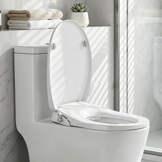 Hlpmedical Cefito non-electric bidet toilet seat in O-shape with dual nozzles and soft-close lid, bathroom furniture.