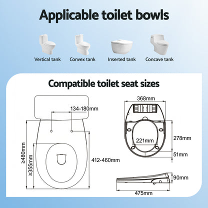 Hlpmedical Cefito non-electric bidet toilet seat in O-shape with dual nozzles, soft-close lid, waterMark, DIY installation
