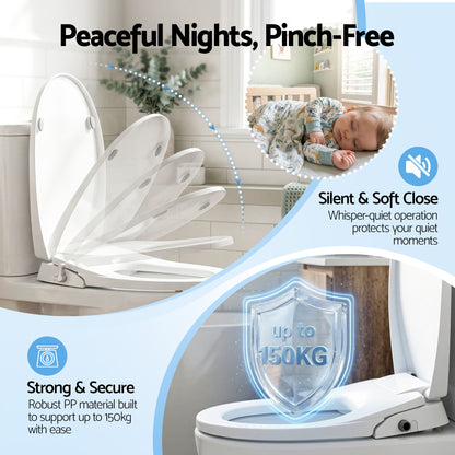 Hlpmedical Cefito non-electric bidet toilet seat in O-shape with dual nozzles and soft-close lid, watermark design, DIY installation.