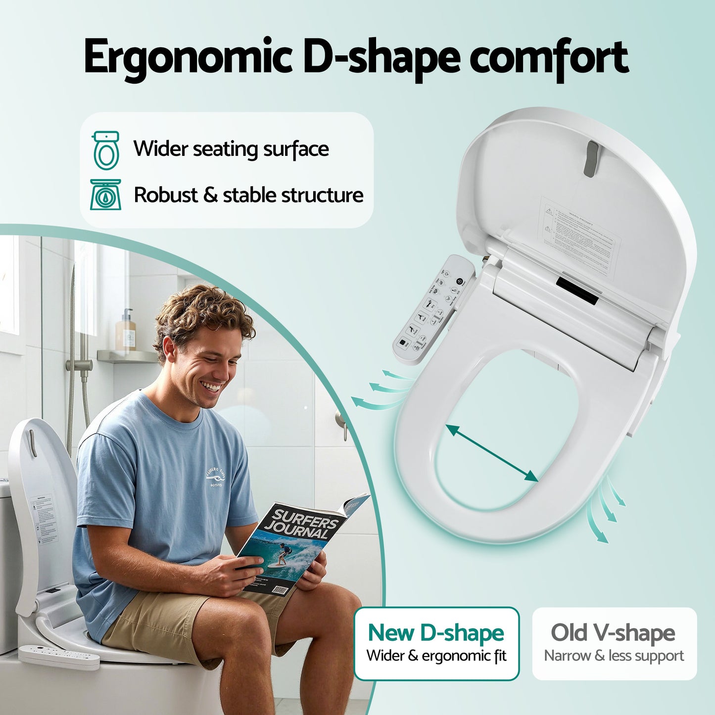 Hlpmedical Cefito Smart Electric Bidet Toilet Seat Cover in D-shape with SIAA certification, designed for modern bathroom bidet use.