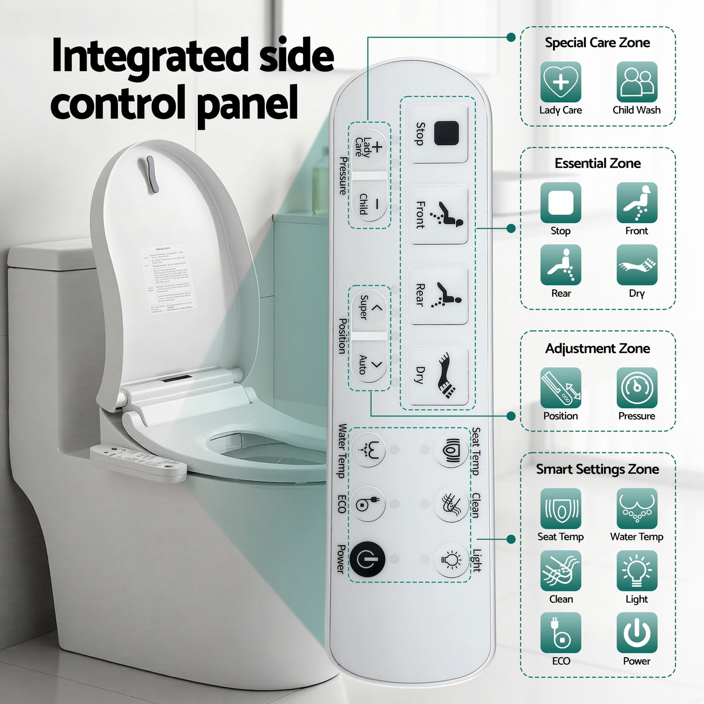 Hlpmedical Cefito Smart Electric Bidet Toilet Seat Cover in D-shape with SIAA certified material, designed for bathroom comfort.