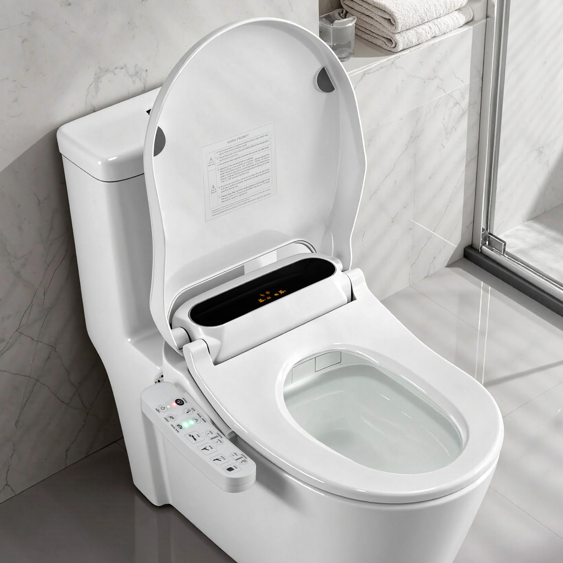 Hlpmedical Cefito Smart Electric Bidet Toilet Seat with LED display, heated dryer, and watermark feature in a modern bathroom setting.