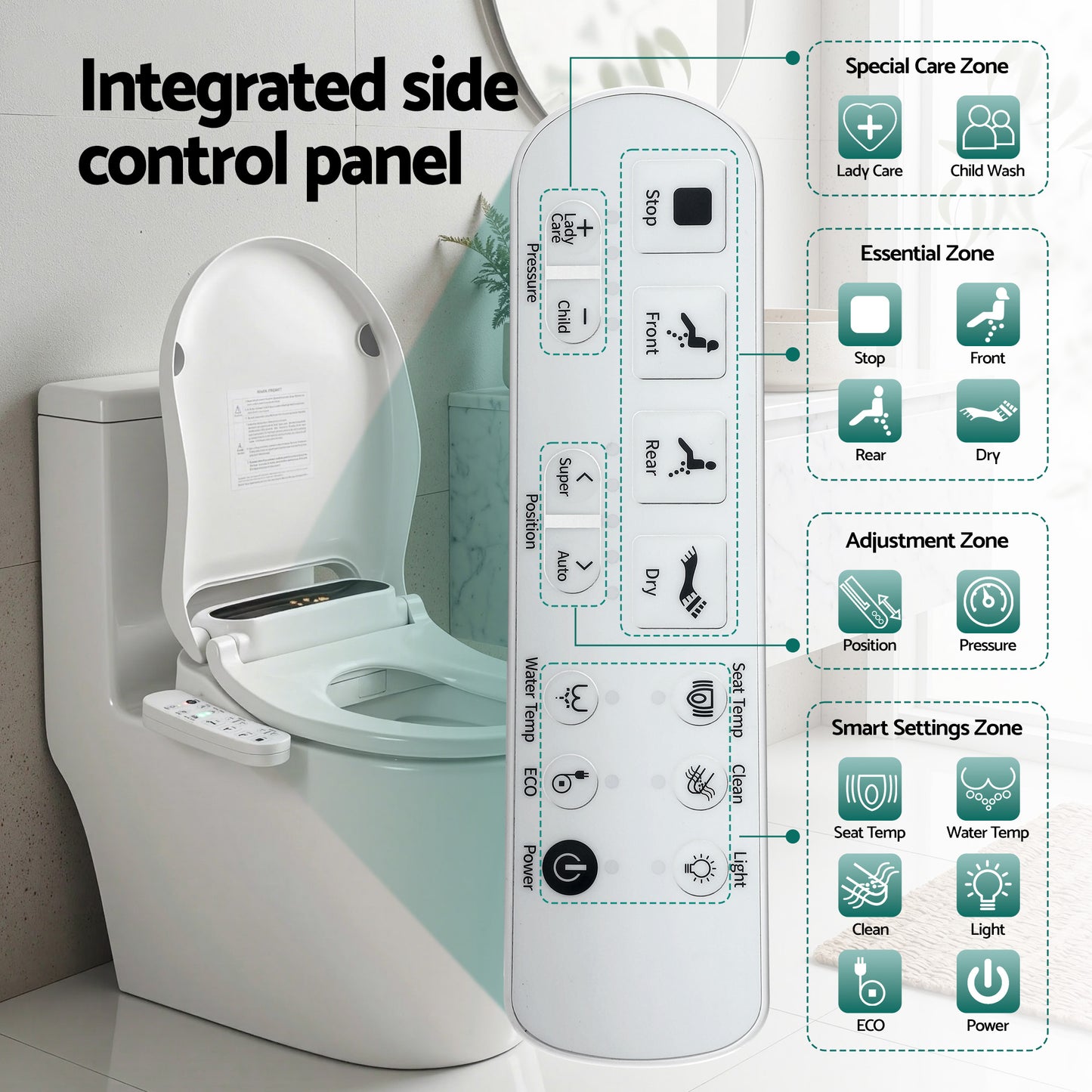 Hlpmedical Cefito Smart Electric Bidet Toilet Seat with LED display, heated dryer, and water watermark for bathroom comfort.