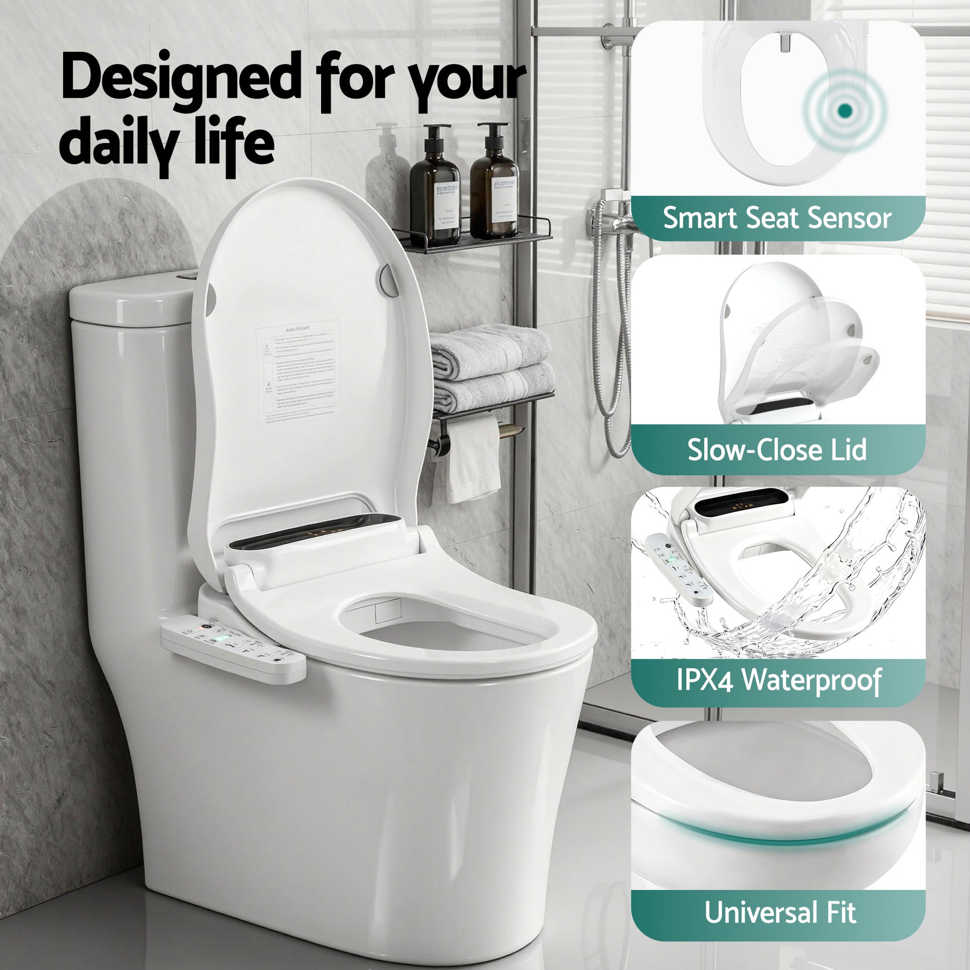 Hlpmedical Cefito Smart Electric Bidet Toilet Seat with LED display, heated dryer, and watermark for bathroom comfort and hygiene.