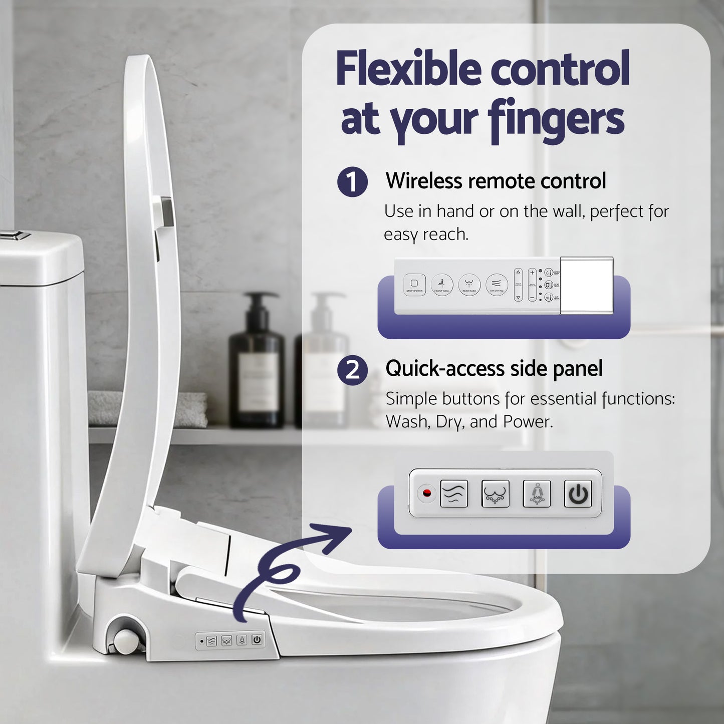 Cefito Smart Electric Bidet Toilet Seat by Hlpmedical with wireless remote, heated dryer, and auto wash features on bathroom bidet.