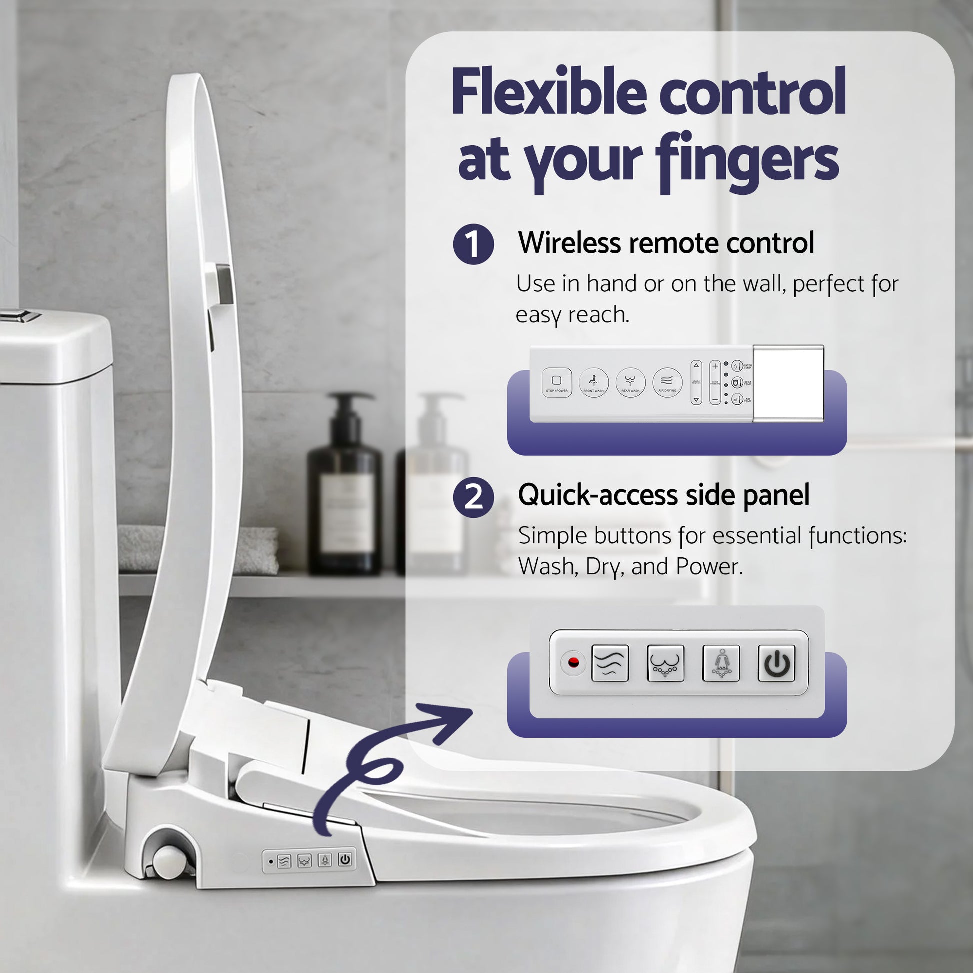 Cefito Smart Electric Bidet Toilet Seat by Hlpmedical with wireless remote, heated dryer, and auto wash features on bathroom bidet.