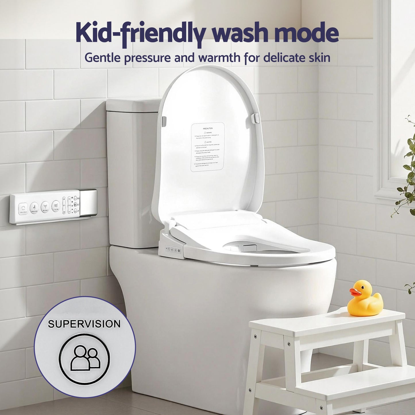 Hlpmedical Cefito Smart Electric Bidet Toilet Seat with wireless remote, heated dryer, and auto wash features in a bathroom setting.