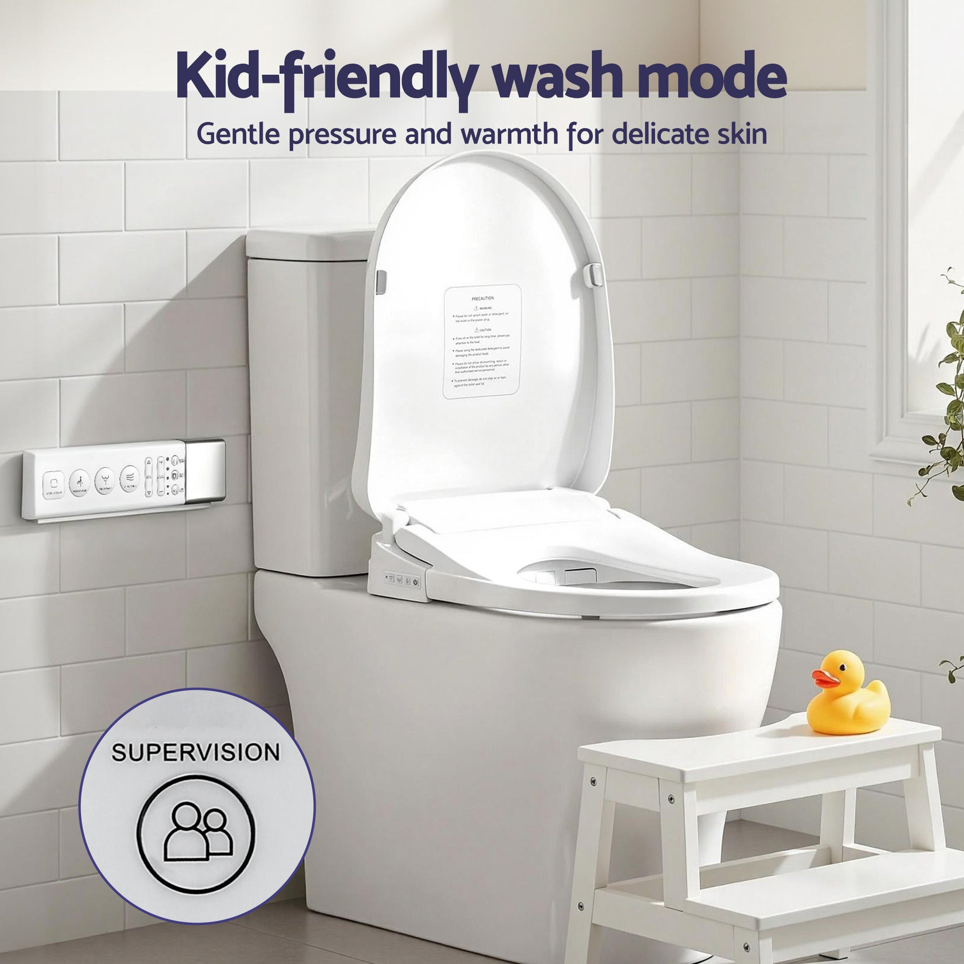 Hlpmedical Cefito Smart Electric Bidet Toilet Seat with wireless remote, heated dryer, and auto wash features in a bathroom setting.
