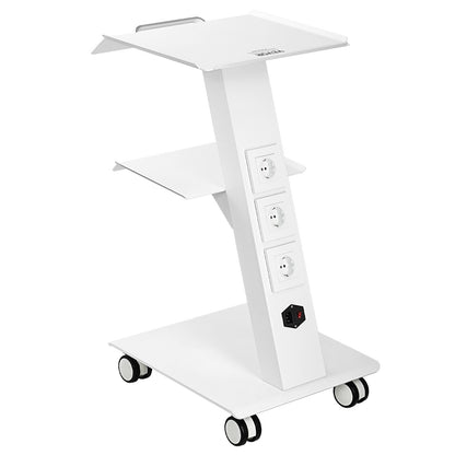 Hlpmedical dental lab mobile trolley cart with three layers and built-in socket for serving and storage in kitchen or lab settings.