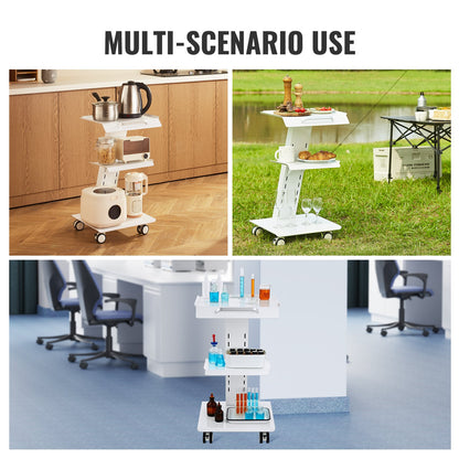 Hlpmedical dental lab mobile rolling serving cart with three layers and built-in socket, versatile kitchen and dining trolley for easy transport