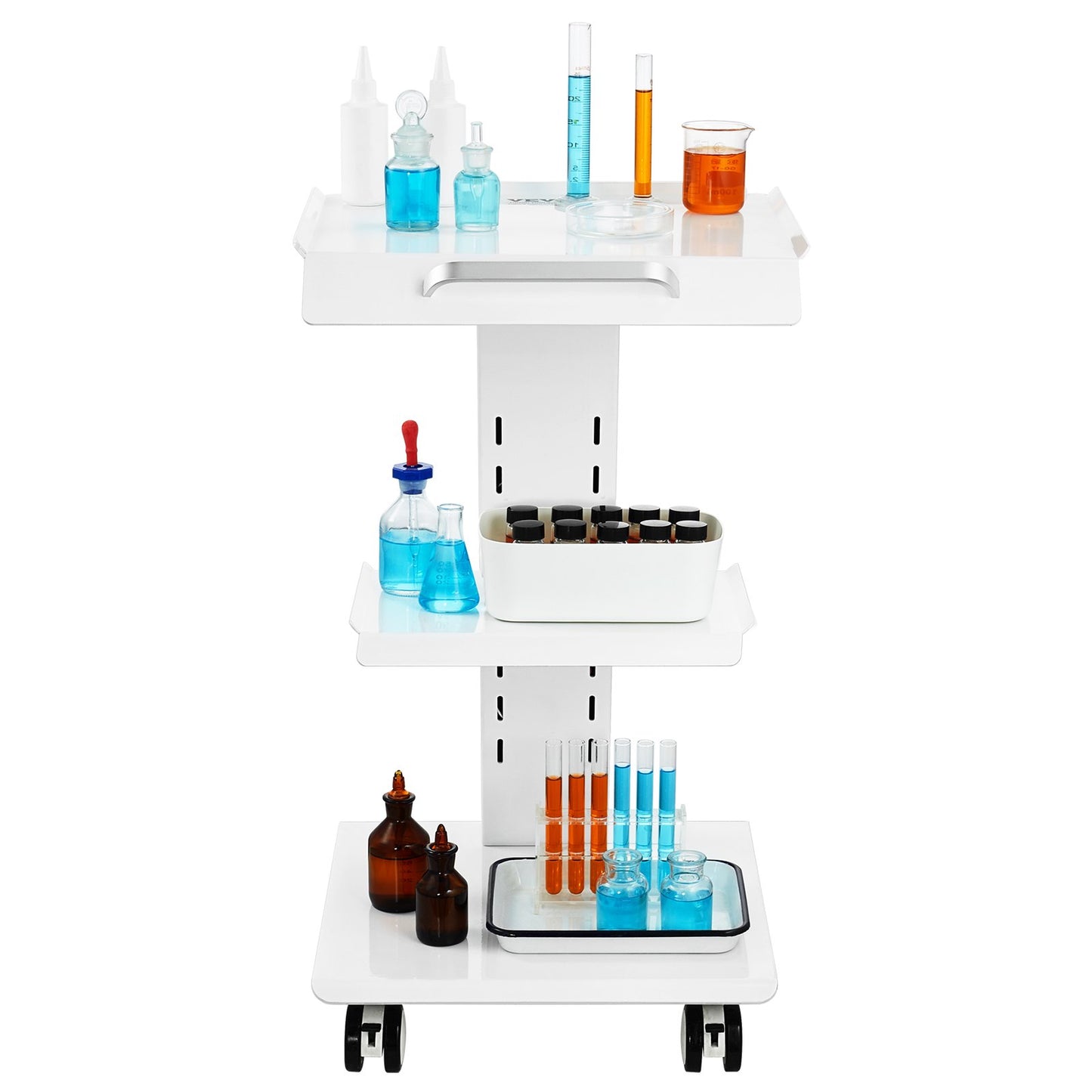 Hlpmedical dental lab trolley cart with three layers, mobile rolling design, and integrated socket for convenient kitchen or lab use.