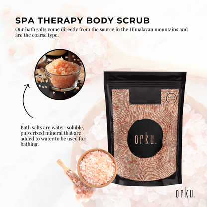 Pink Himalayan bath salts from Hlpmedical in natural crystal rocks for spa therapy and body scrubbing, 200g.