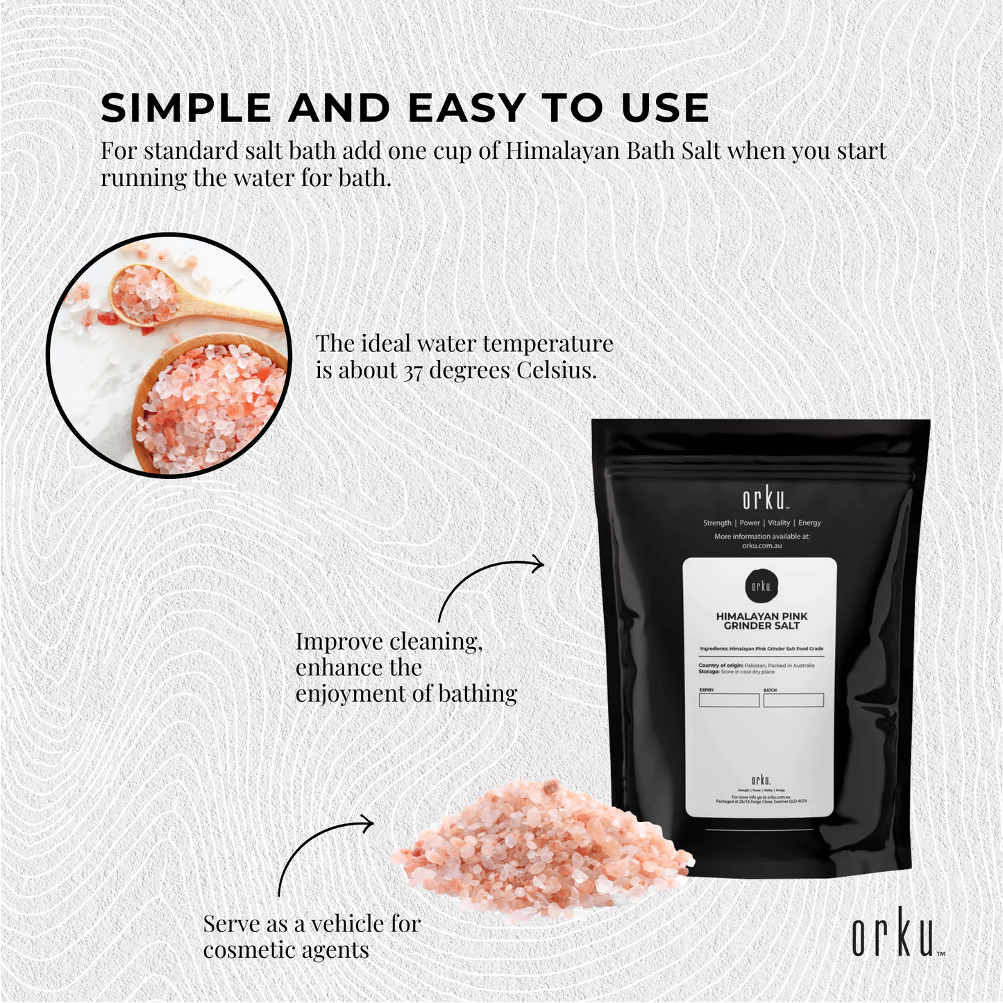 Pink Himalayan bath salts in natural crystal rocks, Hlpmedical spa therapy body scrub for relaxing bath and skin rejuvenation.