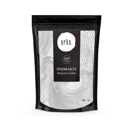 Orku 1kg Epsom Salt by Hlpmedical, magnesium sulfate bath salts for soothing skin and body relaxation in a health and beauty setting.