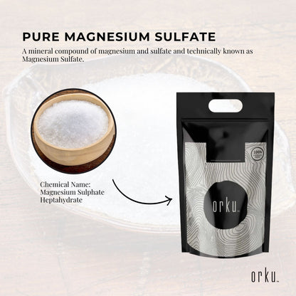 Orku 20kg Epsom Salt magnesium sulfate bath salts for skin and body, from Hlpmedical, in a large white container