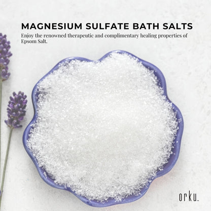 Orku 20kg Epsom Salt by Hlpmedical, magnesium sulfate bath salts for skin and body, in a large white plastic container
