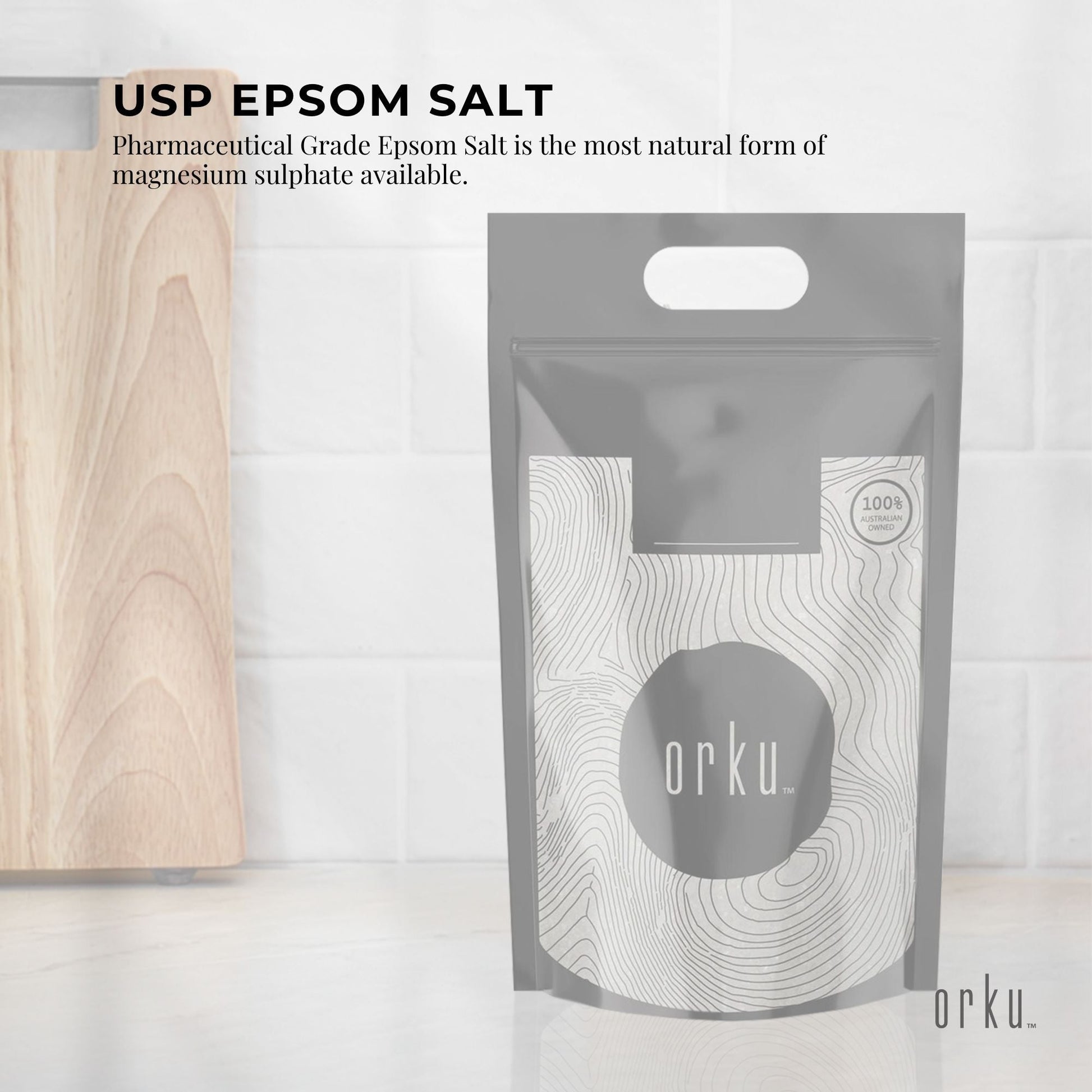 Orku 20kg Epsom salt by Hlpmedical, USP grade magnesium sulfate bath salts for relaxing body bath and muscle soothing.