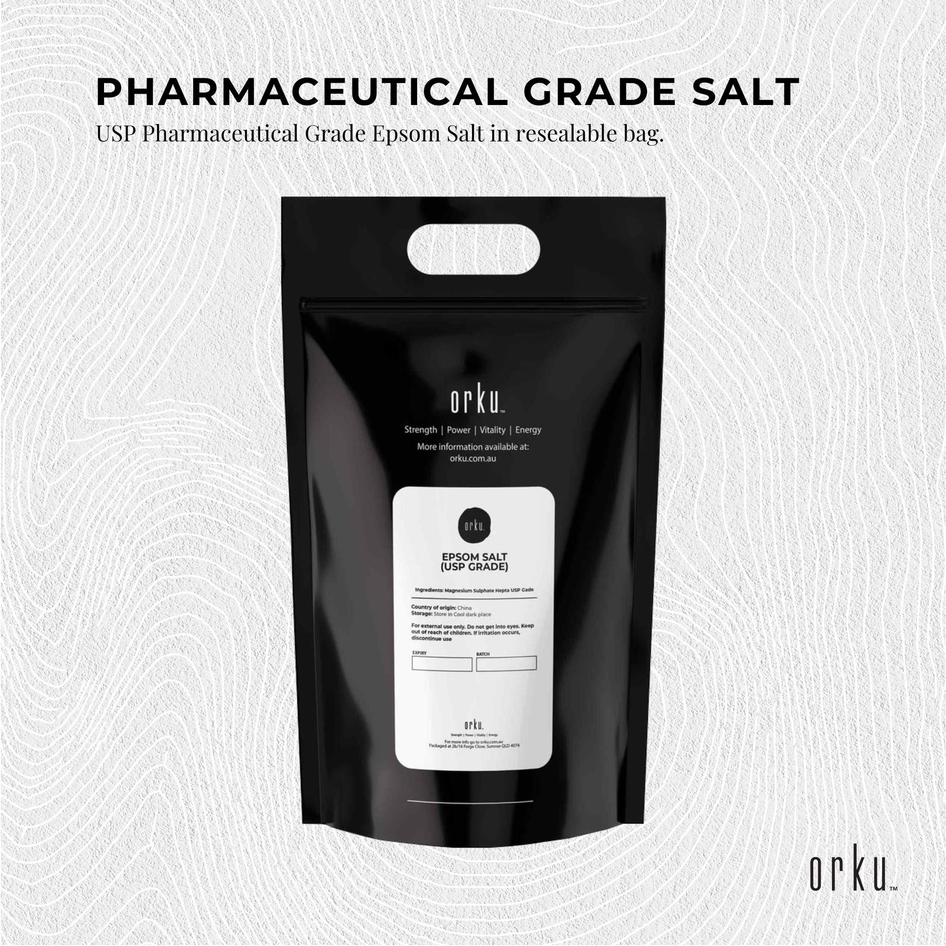 Orku 20kg Epsom Salt by Hlpmedical, USP Grade Magnesium Sulfate bath salts for relaxing body soak and muscle relief.