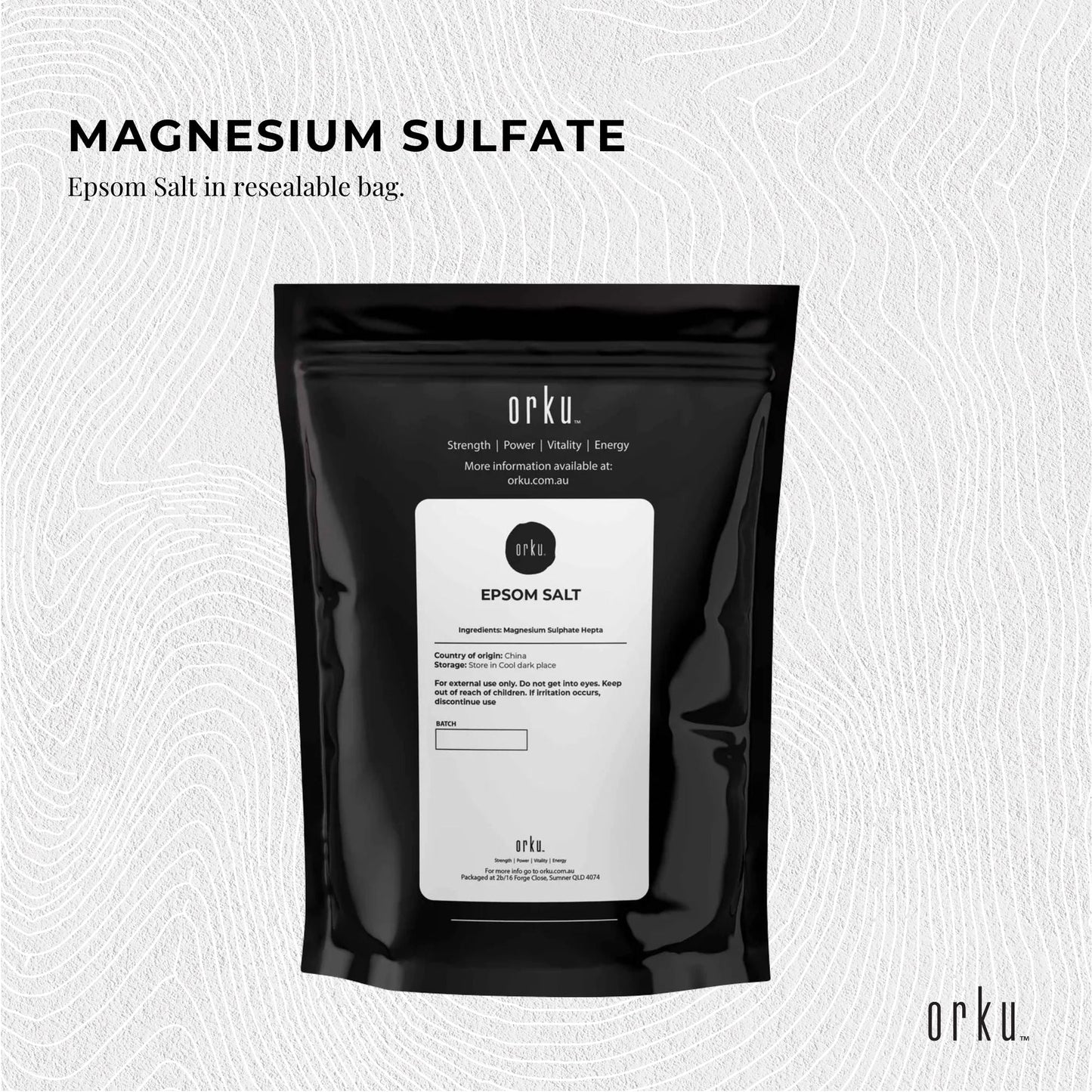 Hlpmedical Orku 2kg Epsom Salt magnesium sulfate bath salts for skin and body, relaxing health and beauty bath additive.