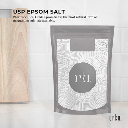 Hlpmedical Orku 2kg Epsom Salt magnesium sulfate bath salts for relaxing body bath and muscle relief, USP grade health and beauty product.